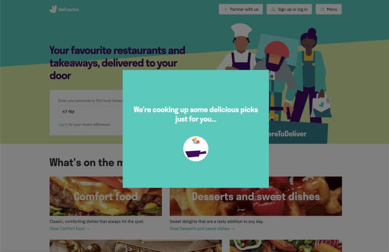The Delivero website using an entertaining loading state.