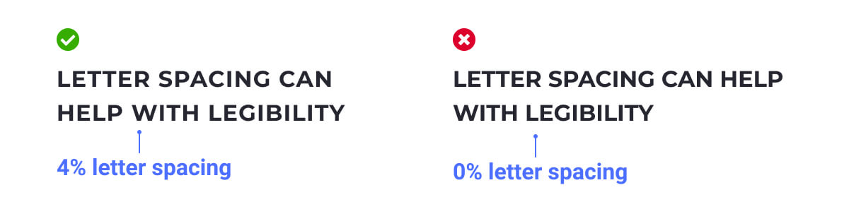 Use of letter spacing to help with legibility of text