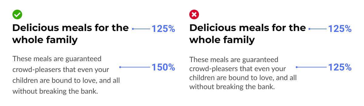 Line height ratios on different text sizes